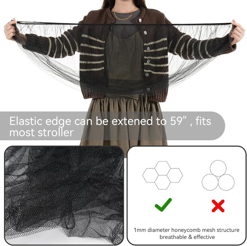 URZGU Baby Mosquito Net for Stroller, Perfect Bug Net for Strollers, Bassinets, Cradles, Playards, Pack N Plays and Portable Mini Crib, Baby Insect Netting Cover, Black - Image 3